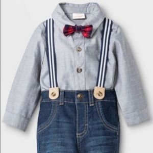 Cat and Jack boys suspenders set with neck bow